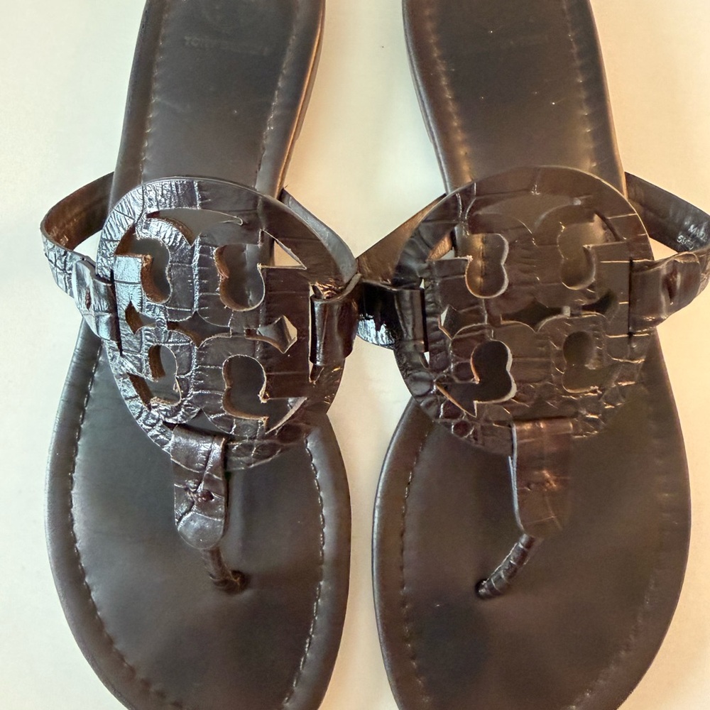 Tory Burch Miller Chocolate Brown Sandals Size 9